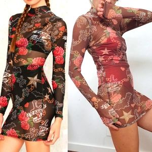 Nwot Jaded sheer rose print tattoo JPG style dress S